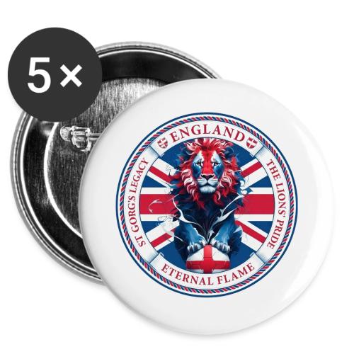 England Lion Emblem T Shirt, Flag Pride Gift -  Buttons 3 ( 5-pack)