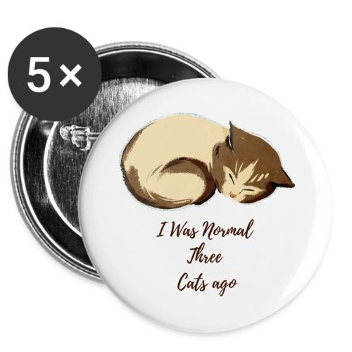 I Was Normal Three Cats Ago Funny Cat T-Shirt -  Buttons 3 ( 5-pack)