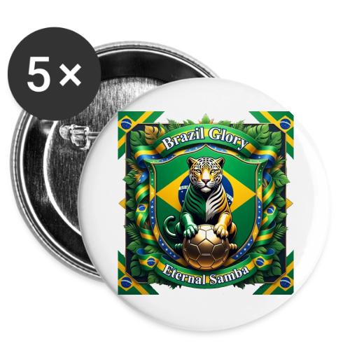 Brazil Jaguar Glory T-Shirt, Flag Pride Badge Gift -  Buttons 3 ( 5-pack)