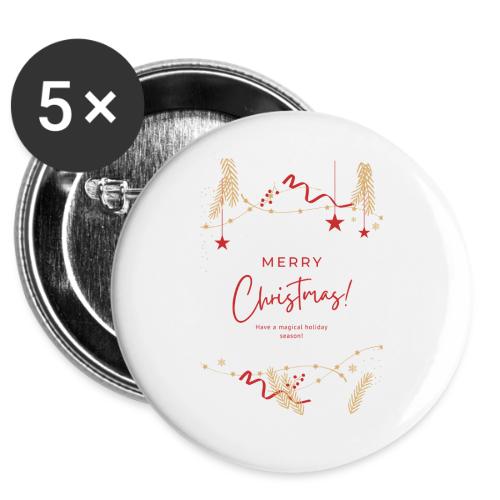 Merry Christmas Typography Design -  Buttons 3 ( 5-pack)