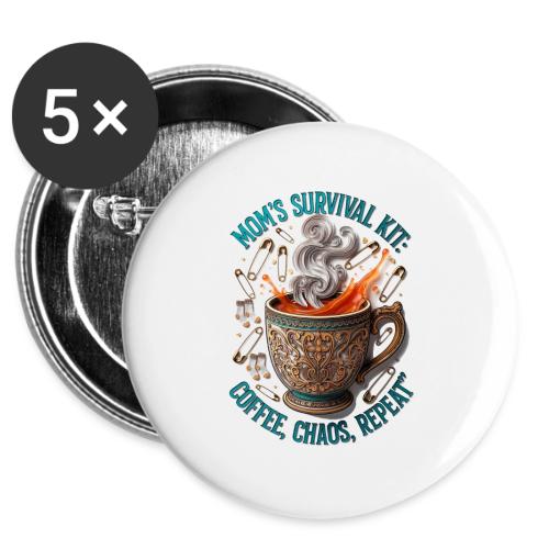 Mom's Survival Kit Tee | Coffee Chaos -  Buttons 3 ( 5-pack)