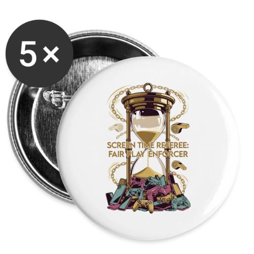 Screen Time Referee T Shirt, Fair Play Enforcer -  Buttons 3 ( 5-pack)