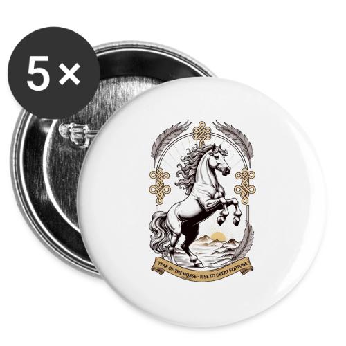 Year of the Horse Rearing T Shirt, Lunar New Year -  Buttons 3 ( 5-pack)