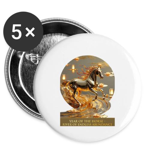 Year of the Horse Abundance T Shirt, Lunar NY Gift -  Buttons 3 ( 5-pack)