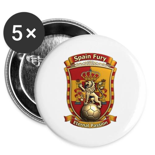 Spain Lion Fury T-Shirt, Spanish Crest Gift -  Buttons 3 ( 5-pack)