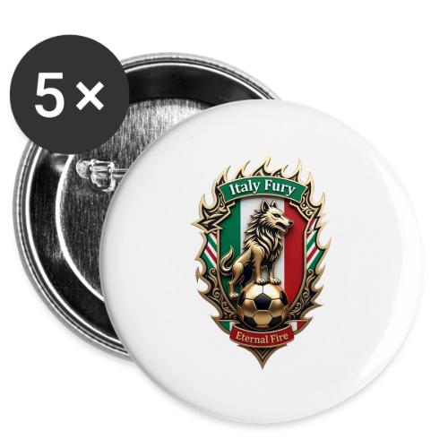Italy Wolf Fury T-Shirt, Italian Flag Pride Gift -  Buttons 3 ( 5-pack)