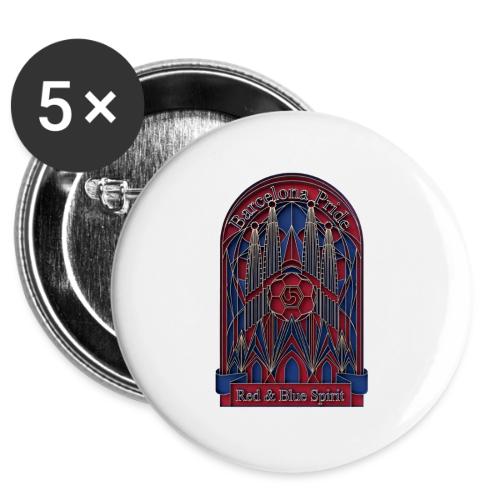 Barcelona Scarlet Pride T Shirt, Vibrant City Gift -  Buttons 3 ( 5-pack)