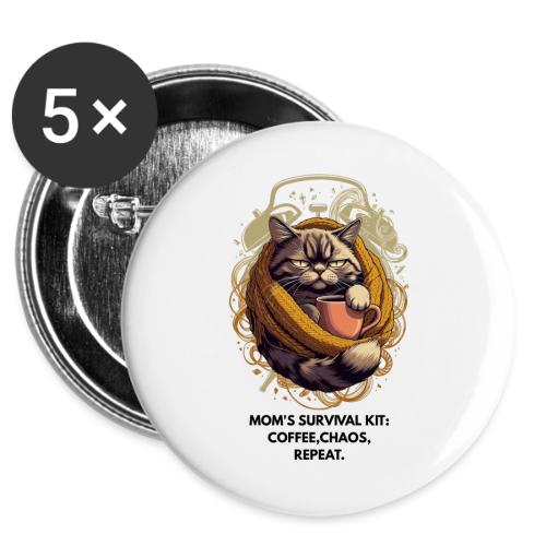 Powered by Sarcasm Cat Tee -  Buttons 3 ( 5-pack)