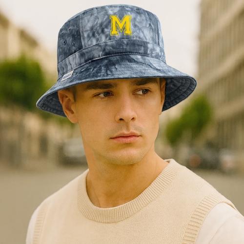 Letter M – Capital Athletic Alphabet Monogram - Tie Dye Bucket Hat