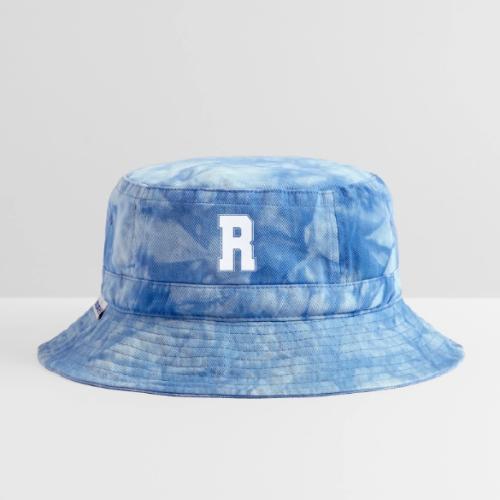 White Letter R – Varsity Alphabet Monogram - Tie Dye Bucket Hat
