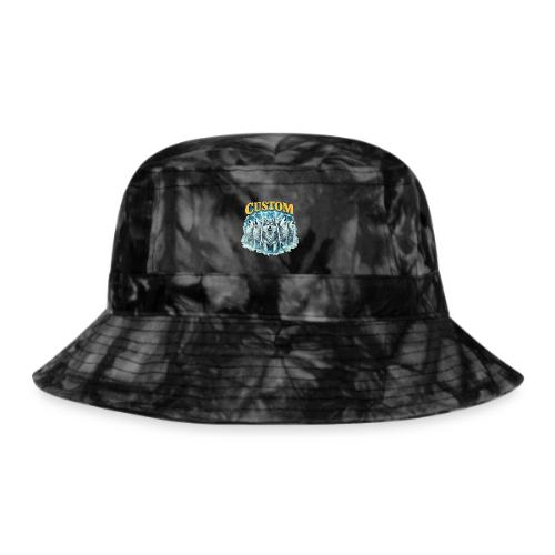 Custom Wolf Pack Howling Moon Vintage Wilderness - Tie Dye Bucket Hat