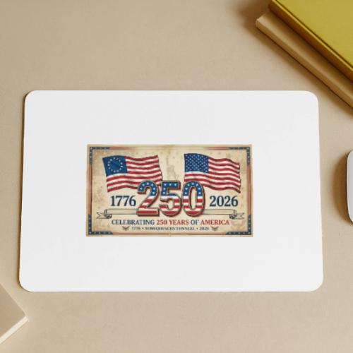 USA 250th Anniversary Flags Emblem - Gaming Mousepad