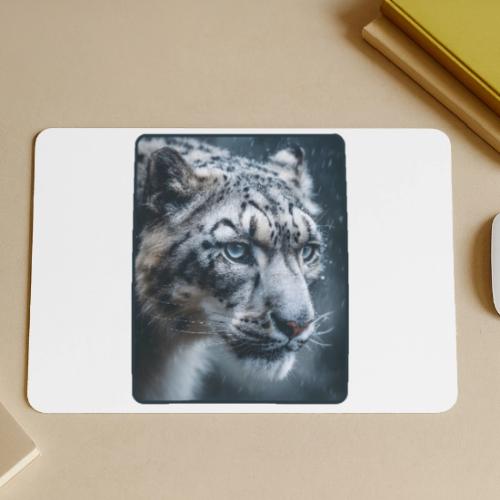 Snow Leopard Blue Eyes Design - Gaming Mousepad
