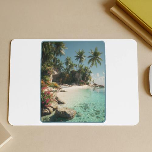 Serene Tropical Beach Floral Design - Gaming Mousepad