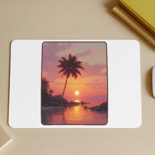 Tropical Beach Sunset Palm Design - Gaming Mousepad