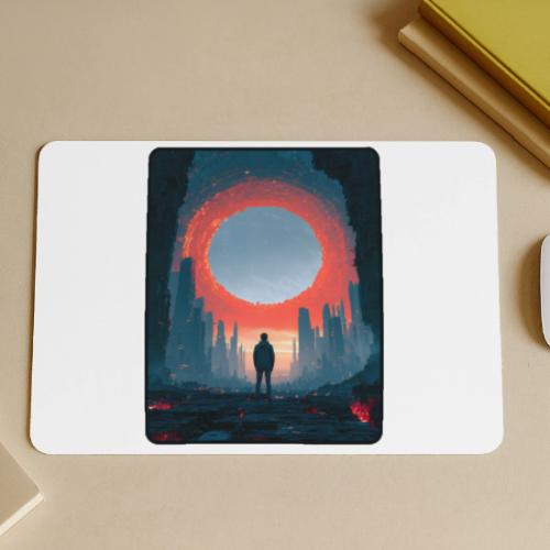 Cosmic Portal Future City Design - Gaming Mousepad