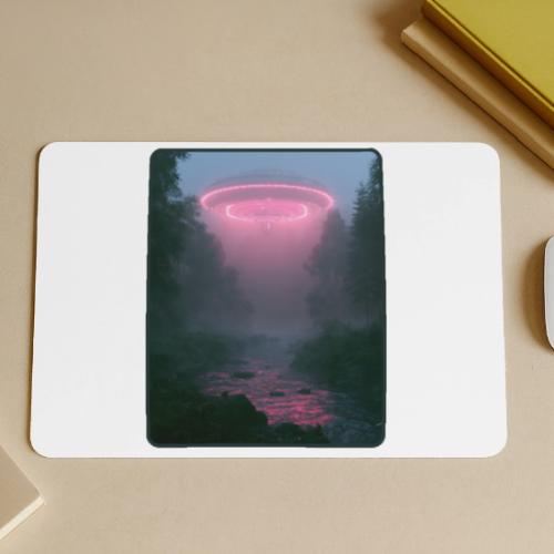 Neon UFO Forest River Design - Gaming Mousepad