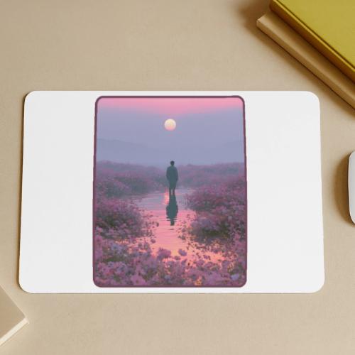 Ethereal Sunset Flower Field Art - Gaming Mousepad