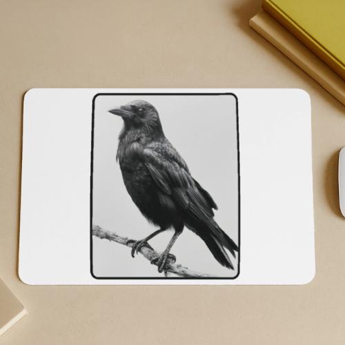 Raven Black and White Art Design - Gaming Mousepad