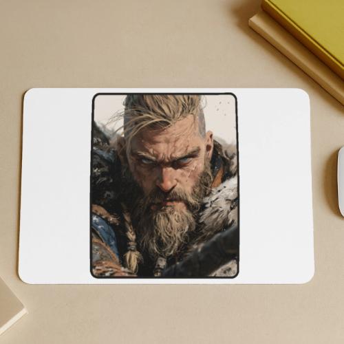 Fierce Viking Warrior Portrait - Gaming Mousepad