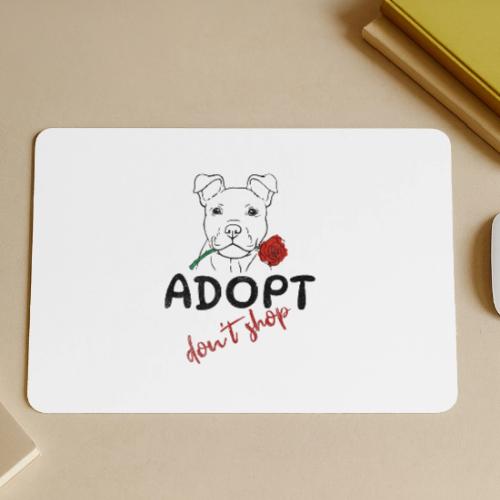 Retro Adopt Dont Shop Cute Puppy Rose Tee - Gaming Mousepad