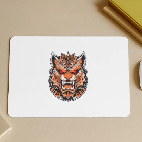 Tribal Demon Wolf Mask - Gaming Mousepad