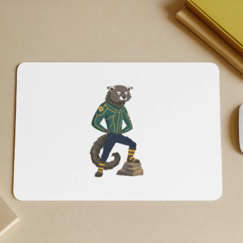 Raccoon Ranger in Neon Armor - Gaming Mousepad