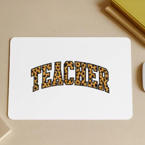Leopard Print Teacher Typography - Gaming Mousepad