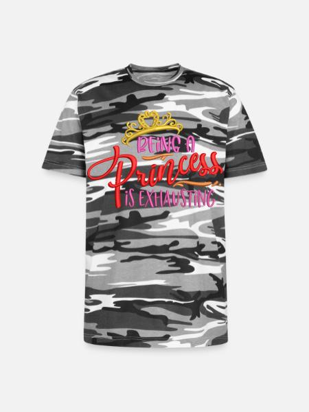 Princess Exhaustion Crown Embroidered Effect - Unisex Camo Tee - black camo