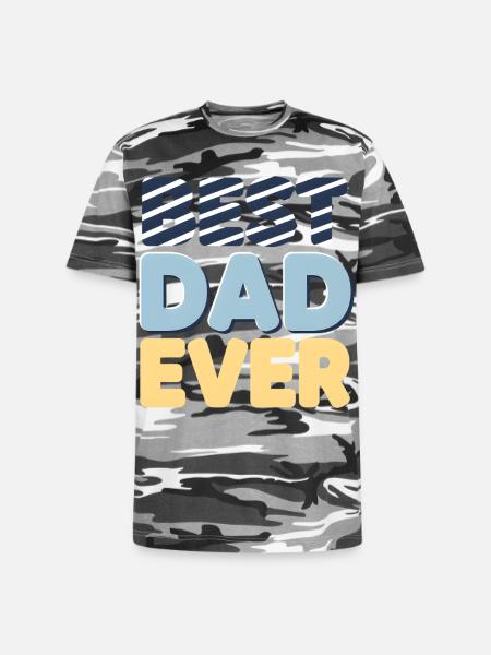 Best Dad Ever Striped Letters - Unisex Camo Tee - black camo