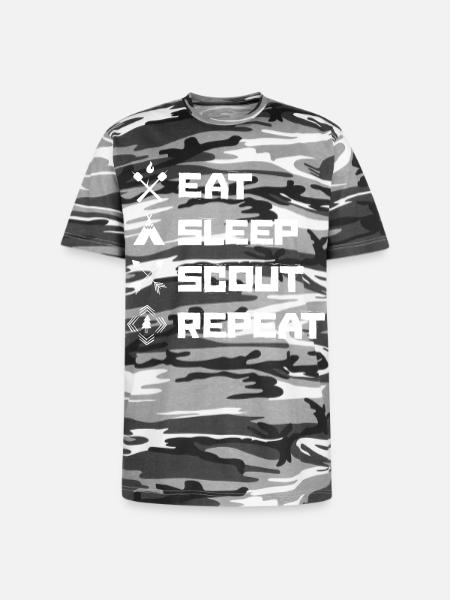 Eat Sleep Scout Repeat Scouting Hobby - Unisex Camo Tee - black camo