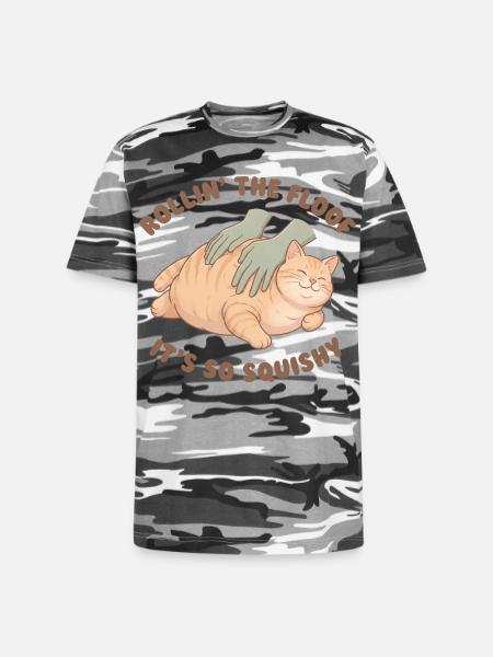 Rollin The Floof - Unisex Camo Tee - black camo