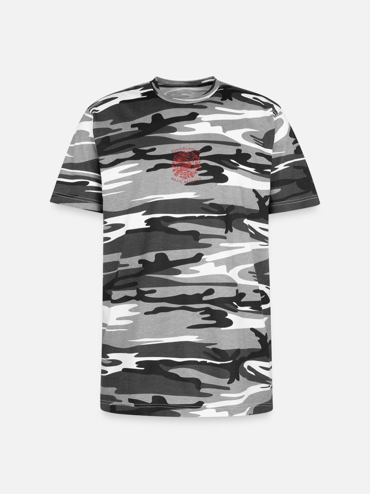 Radicalized-by-basic-decency - Unisex Camo Tee - black camo - Front