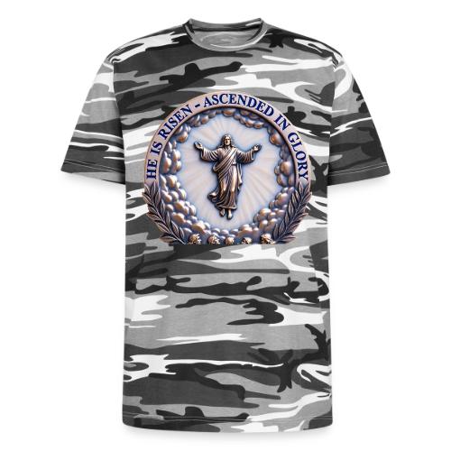 He Is Risen Ascended In Glory T Shirt, Gift - Unisex Camo Tee