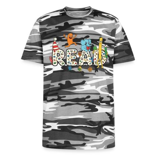Whimsical READ Kids Cartoon - Unisex Camo Tee