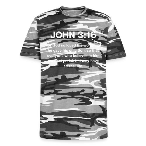 John 3:16 Christian Apparel – White - Unisex Camo Tee