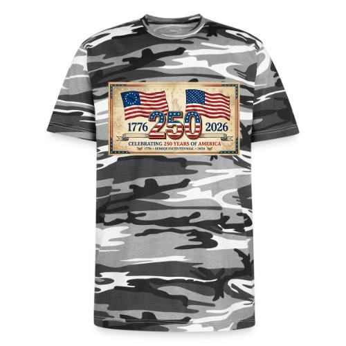 USA 250th Anniversary Flags Emblem - Unisex Camo Tee