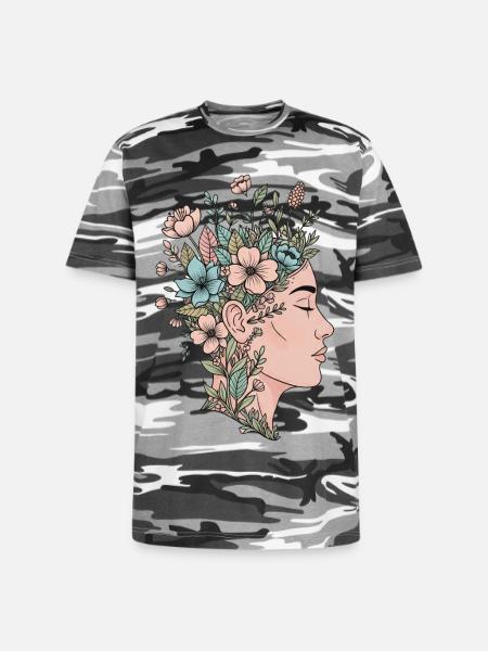 Blooming Mind - Unisex Camo Tee - black camo
