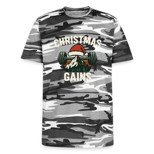 Christmas Gains – Santa Barbell Power - Unisex Camo Tee