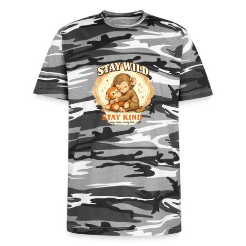 Stay Wild Stay Kind Punch Monkey Hug - Unisex Camo Tee