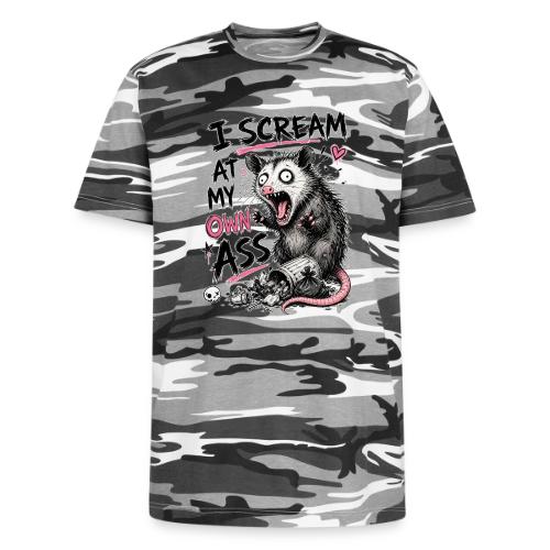 Funny Opossum Screaming Graphic Tee - Unisex Camo Tee