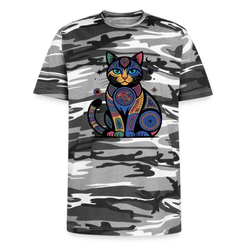 Vibrant Geometric Cat Mandala - Unisex Camo Tee