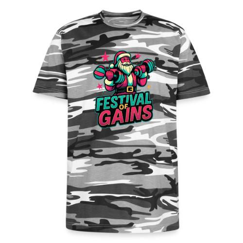 Festival of Gains Funny Gym Santa Christmas - Unisex Camo Tee