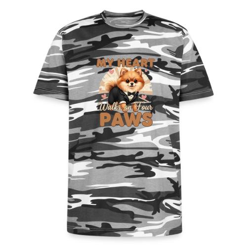 My Heart Walks on Four Paws – Pomeranian tee - Unisex Camo Tee