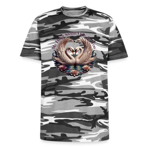 My Heart Swims Only for You Swan Heart T-Shirt - Unisex Camo Tee