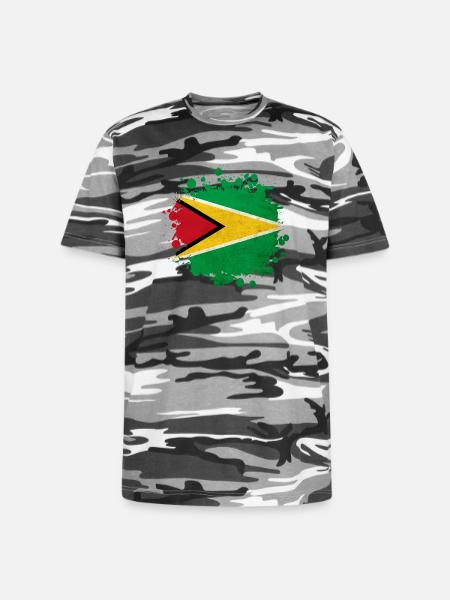 Guyana flag blob - Unisex Camo Tee - black camo