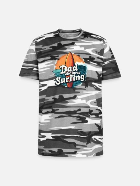 Dad Who Loves Surfing - Unisex Camo Tee - black camo