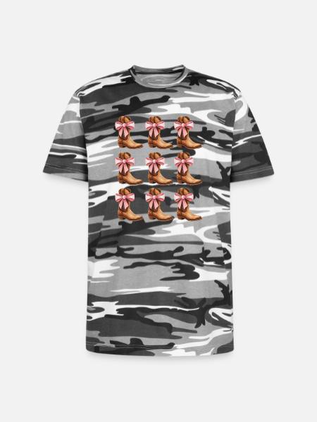 Cowgirl Boots and Pink Bows Rodeo - Unisex Camo Tee - black camo