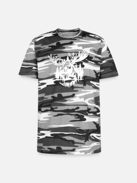 Majestic Moose Forest Illustration - Unisex Camo Tee - black camo