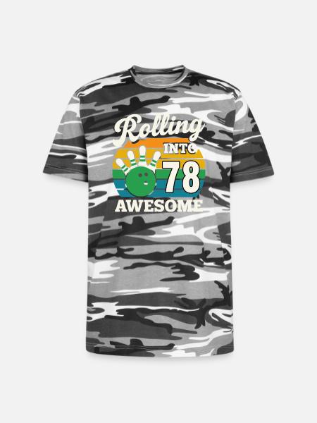 Bowling 78th Birthday Celebration Graphic - Unisex Camo Tee - black camo